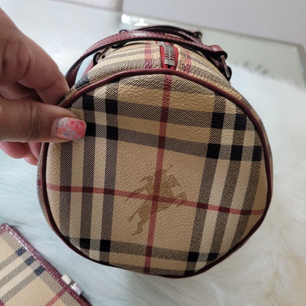Burberry*Nova Check*Barrel HandBag * Leather & Coated Canvas